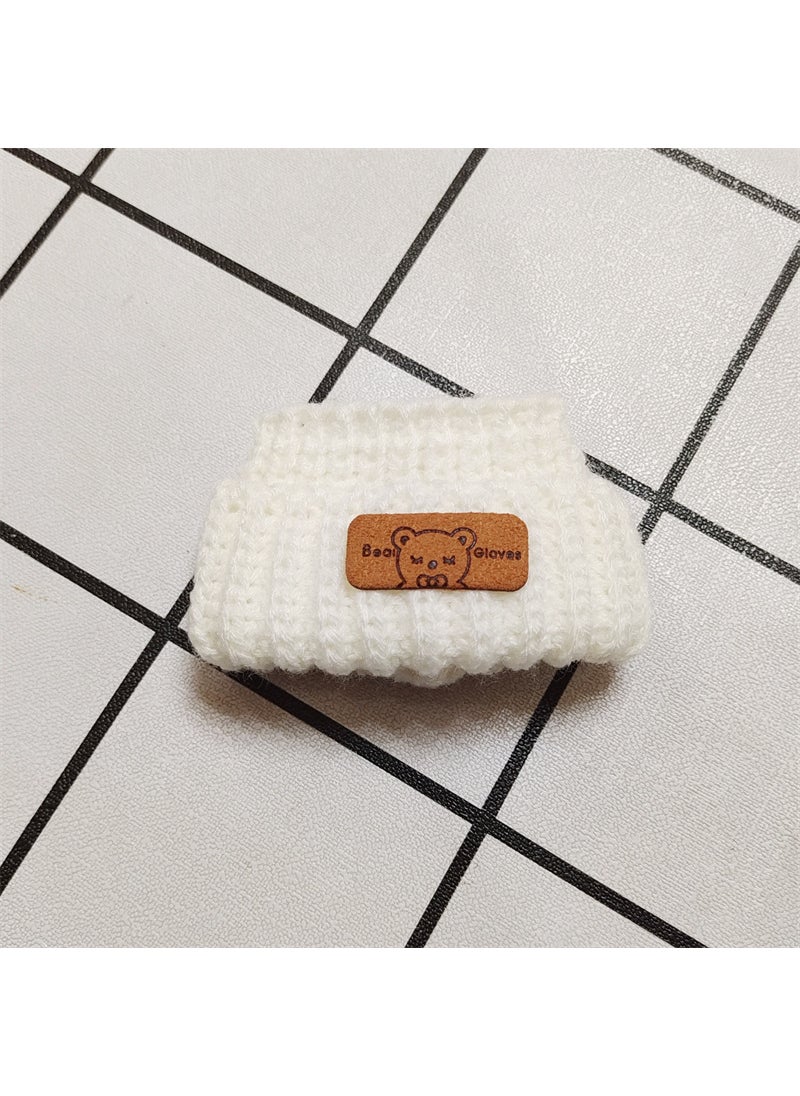 Labubu Hat 15cm Plush Doll Accessory White knitted open hat 
