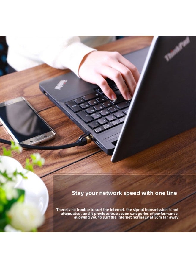 Yamazawa Class 7 Network Cable 10 Gigabit Dual Screen Network Jumper CAT7 Pure Copper 8 Core Twisted Pair Computer Router Connection-Color:Seven Types Of Shielded Wire Black Round Wire-Line Length:1.5 M - Image 4