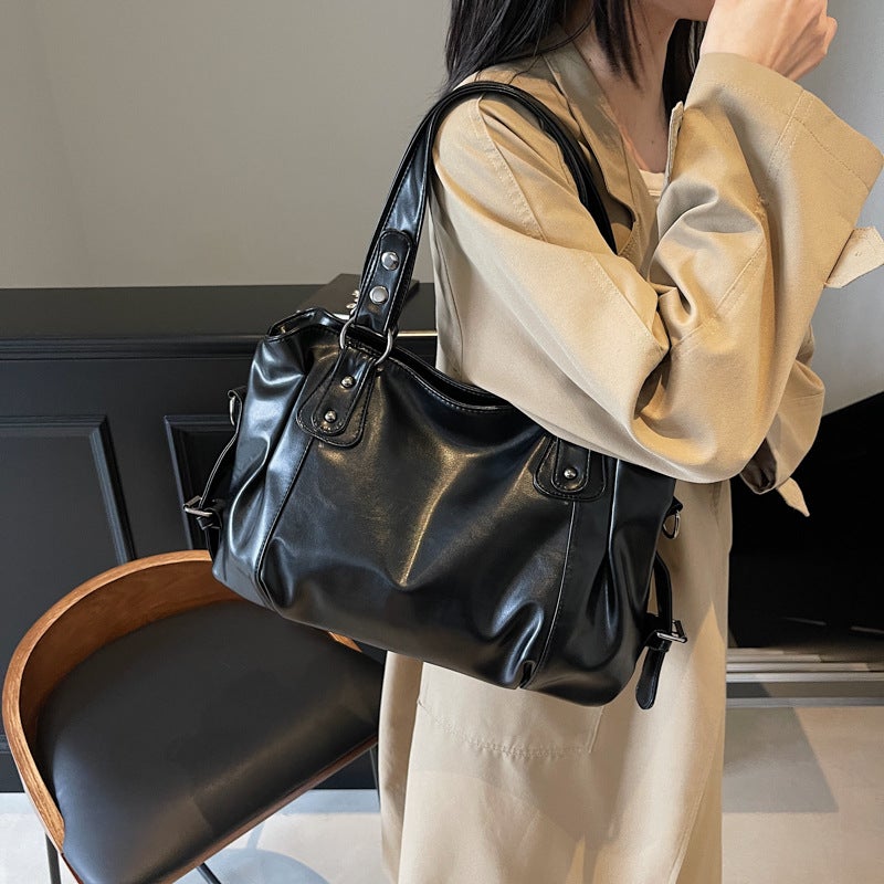 Retro PU Leather Large Tote Bag for Women - Image 2