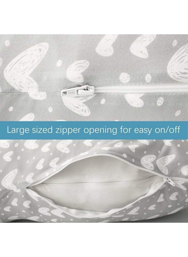 Biloban Pregnancy Pillow Cover U-Shaped, Super Soft Replacement Cover Fits Most 55/57 Inch Maternity Pillow, Full Body Pregnancy Pillow Case, Universal Fit, Grey Hearts Print  - Image 2