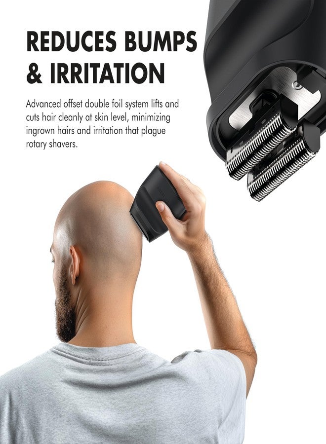 Aberlite Touch 2 Foil Head Shaver for Bald Men - Finishing Foil Shaver for Bald Head & Face, 0.05mm Ultra-Thin Foils for Razor-Smooth Results, Ergonomic Multi-Grip, Waterproof, USB-C Charging (Black - Image 3