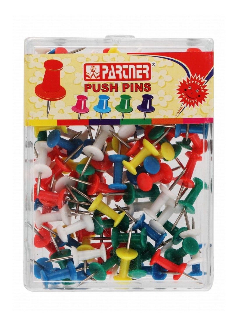 PARTNER 100-Piece Push Pins Multicolour 