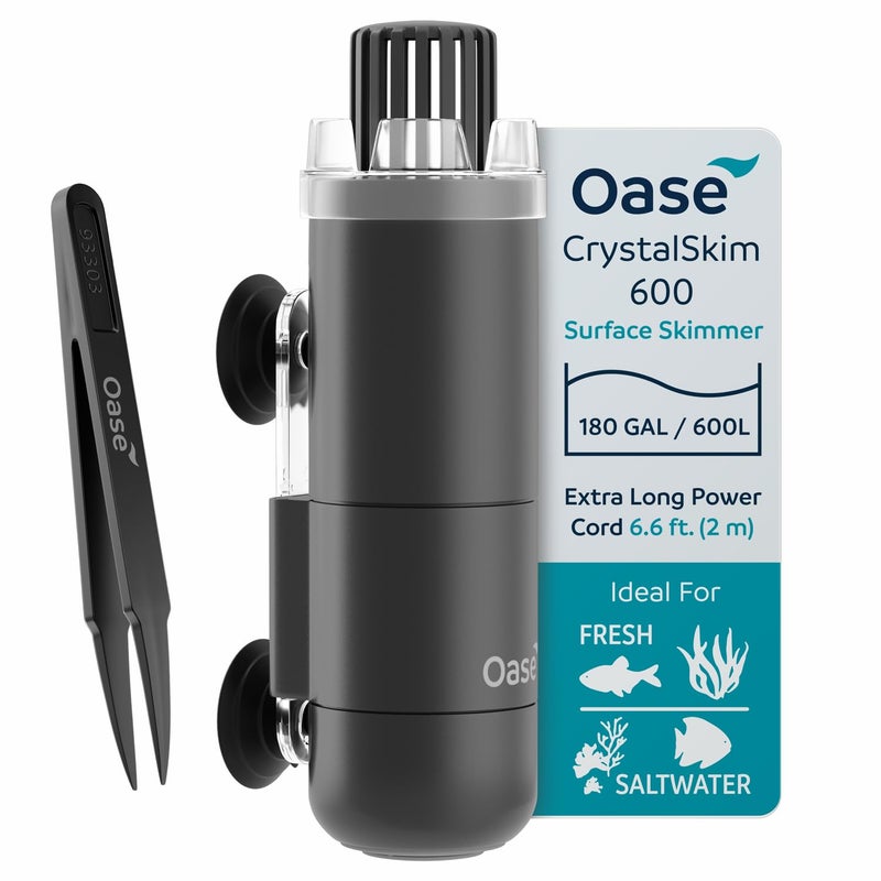 OASE CrystalSkim 600 Surface Skimmer for Freshwater and Marine Aquariums â€“ Compact Internal Filter for Film Oil and Debris Removal, Quiet, Adjustable Flow, Shrimp-Safe, for Tanks up to 160 Gal / 600 L - Image 1