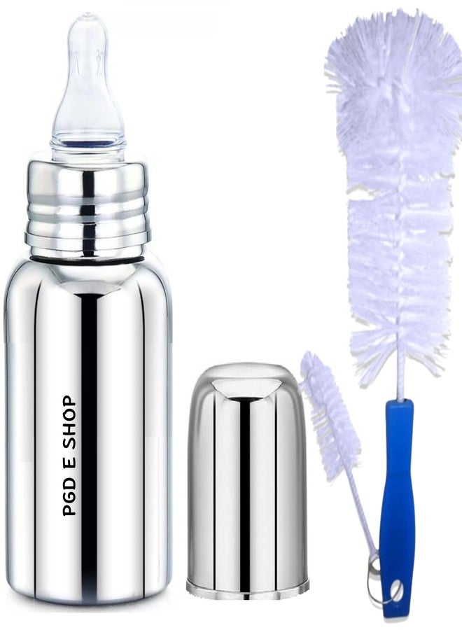 PGD Premium-Grade Regular Design Stainless Steel Baby Feeding Bottle and Cleaning Brush Set for Newborns, Infants, Toddlers, and Kids (150ml Cleaning Brush) - Image 1