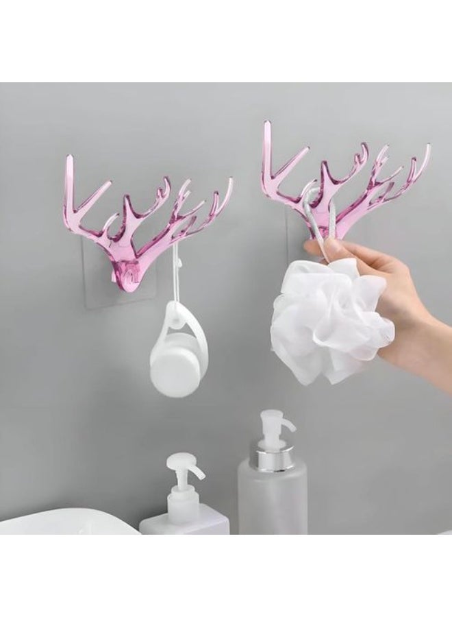 Plastic Hooks Set of 3 Stylish Deer Antlers Wall Hooks, Clear Adhesive for Organizing Clothes, Hats, Keys, Accessories, Scarves, Belts in Your Home - Image 4