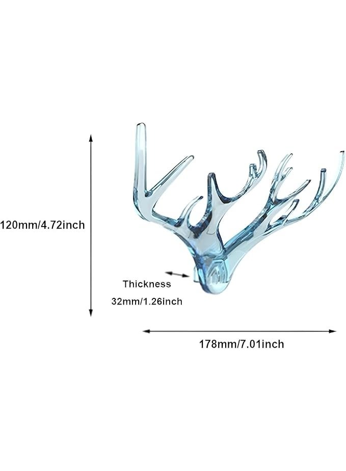 Plastic Hooks Set of 3 Stylish Deer Antlers Wall Hooks, Clear Adhesive for Organizing Clothes, Hats, Keys, Accessories, Scarves, Belts in Your Home - Image 3