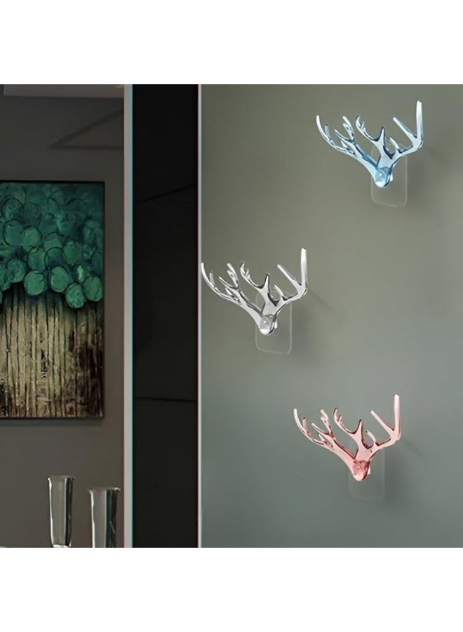 Plastic Hooks Set of 3 Stylish Deer Antlers Wall Hooks, Clear Adhesive for Organizing Clothes, Hats, Keys, Accessories, Scarves, Belts in Your Home - Image 5