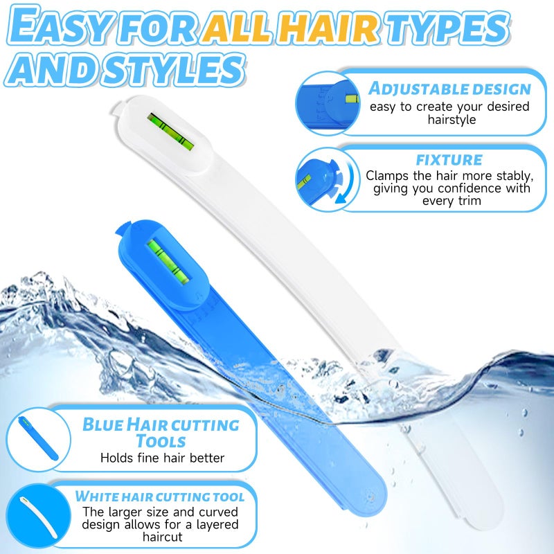 TagRecove Professional Hair Styling Tools: DIY Layering and Trimming Kit with Clips, Guide for Bangs, Layers, Split Ends - Blue - Image 5