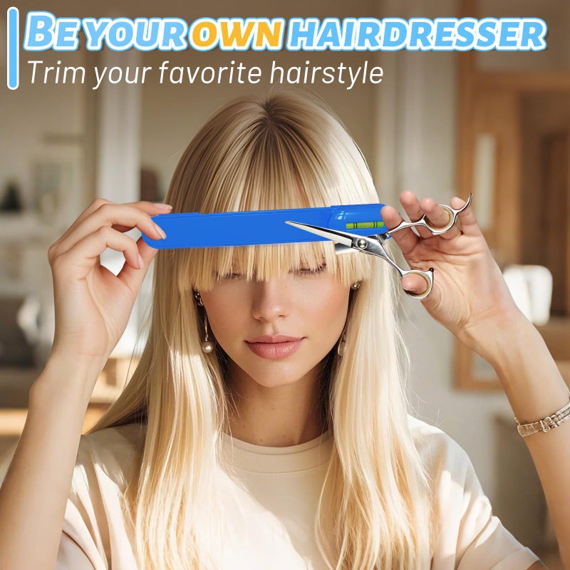TagRecove Professional Hair Styling Tools: DIY Layering and Trimming Kit with Clips, Guide for Bangs, Layers, Split Ends - Blue - Image 3