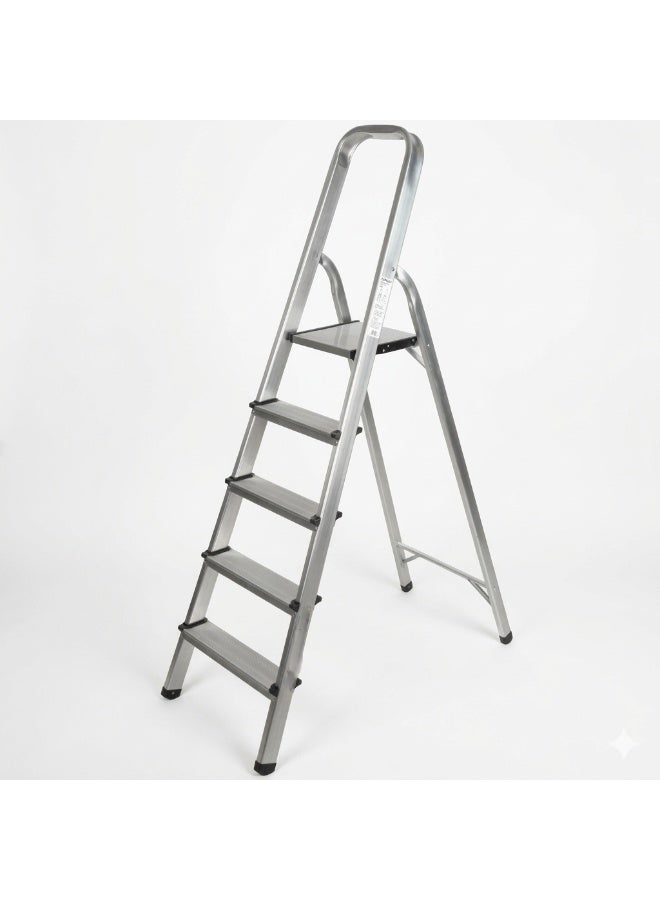 Dannio Step Ladder | 5 Steps Aluminum Ladder | Anti Slip Steps | Non-Slip Rubber Edge Guards | 150 KG Loading Capacity | EN-131