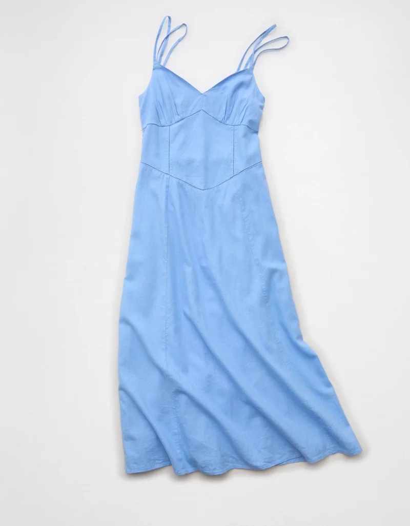 American Eagle AE Hanky Hem Tie-Strap Midi Dress