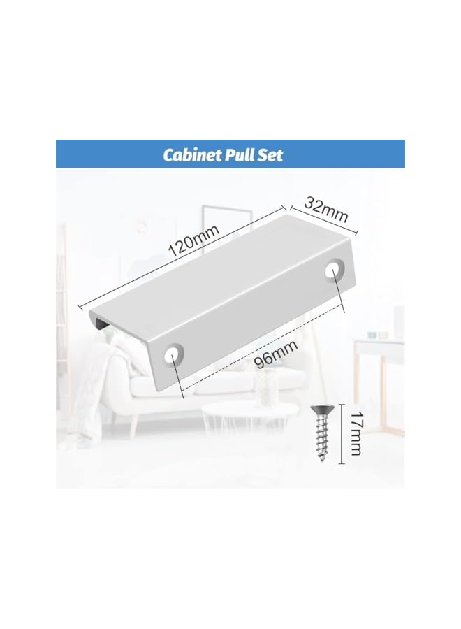 The Bros 8 Pack Concealed Cupboard Handles, Aluminum Alloy Drawer Pull Handles with Screws, Finger Edge Pull, Hidden Kitchen Cabinet Handles for Wardrobe Drawer Pull Cabinet Door, Sliver - Image 5