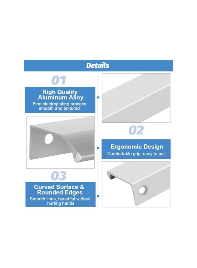 The Bros 8 Pack Concealed Cupboard Handles, Aluminum Alloy Drawer Pull Handles with Screws, Finger Edge Pull, Hidden Kitchen Cabinet Handles for Wardrobe Drawer Pull Cabinet Door, Sliver - Image 3