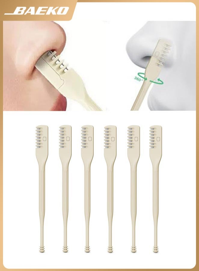 BAEKO 6 PCS Manual Nose Hair Trimmer, Rotating Nasal Hair Razor Cutter with Ear Picker for Women and Men, Portable Nostril Hair Remover Tools, Guarded, Gentle and Focused, Comb-shaped Guard - Image 1