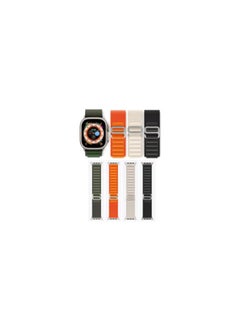 4Pack for Apple Watch Alpine Loop Band 49mm/45mm/44mm Nylon Woven Sport Strap for Apple Watch Series 8/Ultra/7/SE/6/5/4/3/2/8 White/Green/Orange/Black