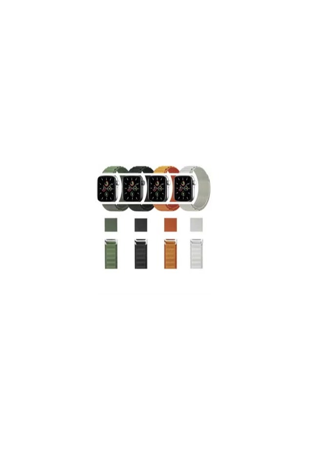 CATANES - 4Pack for Apple Watch Alpine Loop Band 49mm/45mm/44mm Nylon Woven Sport Strap for Apple Watch Series 8/Ultra/7/SE/6/5/4/3/2/8 White/Green/Orange/Black - Image 1