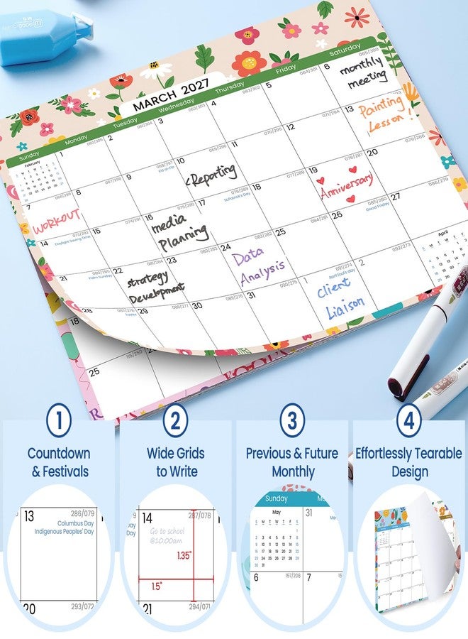POIKSHARK 2025.7-2027.6 Magnetic Calendar for Refrigerator with 2 Pack Magnetic Note Pad for Fridge, 2 Year from July 2025 to June 2027 with Seasonal Patterns, Aesthetic Magnet Wall Calendar, 24 Monthly - Image 2