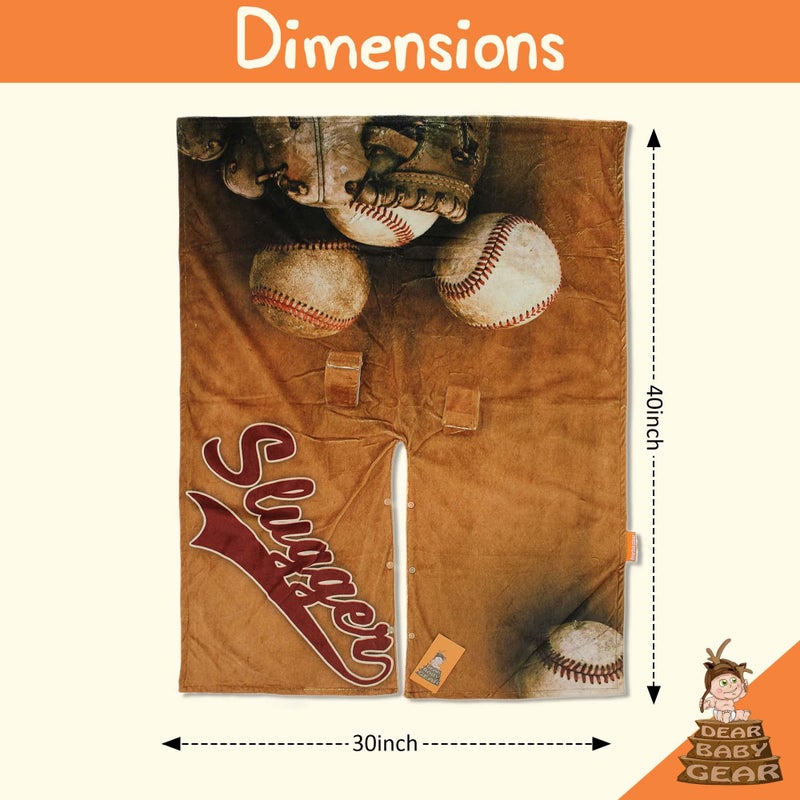 Dear Baby Gear Car Seat Cover for Boys & Girls - Baby Carseat Canopy w/Snap Opening - Infant Seat Cover - Stroller & Nursing Covers - Newborn Carrier Canopy - 40x30" (Slugger Baseball - Smooth Brown) - Image 4