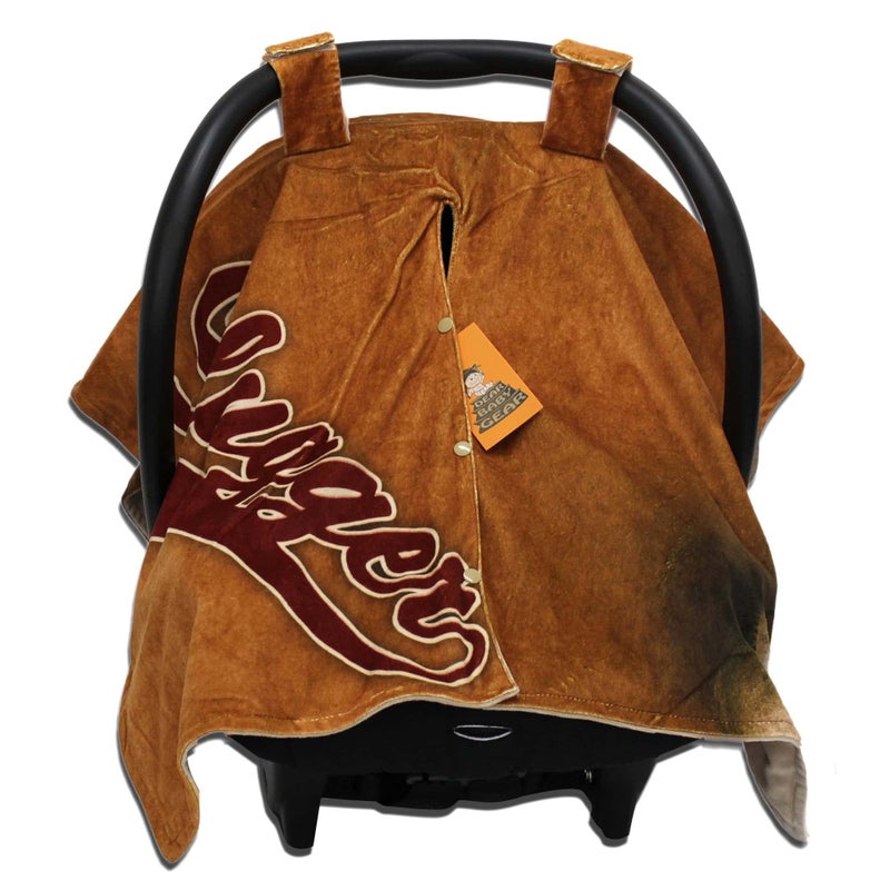 Dear Baby Gear Car Seat Cover for Boys & Girls - Baby Carseat Canopy w/Snap Opening - Infant Seat Cover - Stroller & Nursing Covers - Newborn Carrier Canopy - 40x30" (Slugger Baseball - Smooth Brown) - Image 1