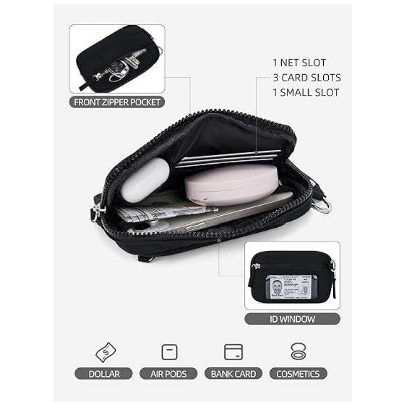 in stock New Women''s Wristband Wallet Nylon Quilted Wallet with 3 Zipper Wallet Accommodates Travel Card Bag - Image 3