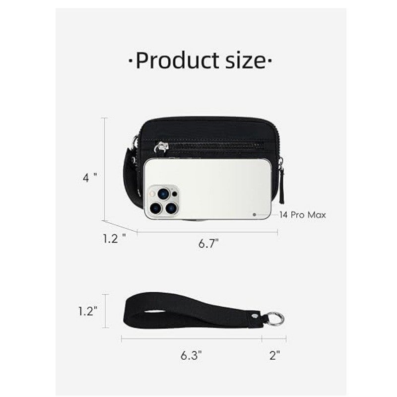 in stock New Women''s Wristband Wallet Nylon Quilted Wallet with 3 Zipper Wallet Accommodates Travel Card Bag - Image 4