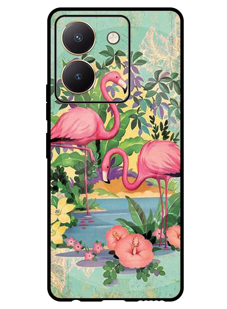 Theodor Protective Case Anti Scratch Shock Proof Bumper Cover For Vivo Y27s Pink Flamingoes - Image 1