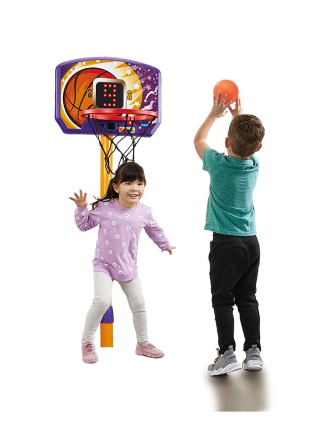 vtech -Interactive Kids Basketball Hoop with Electronic Scoreboard | Height Adjustable Stand, LED Backboard & 3 Built-In Games | Preschool Basketball Toy for Ages 3–6 Years - Image 5