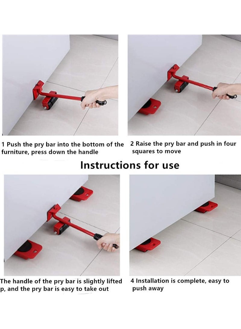 OUKEYI Furniture Lifter Mover Tool Set and 4 pcs 4.13"x3.15" Furniture Slides Kit, Furniture Move Roller Tools, 360 Degree Rotatable Pads, Suitable... - Image 3