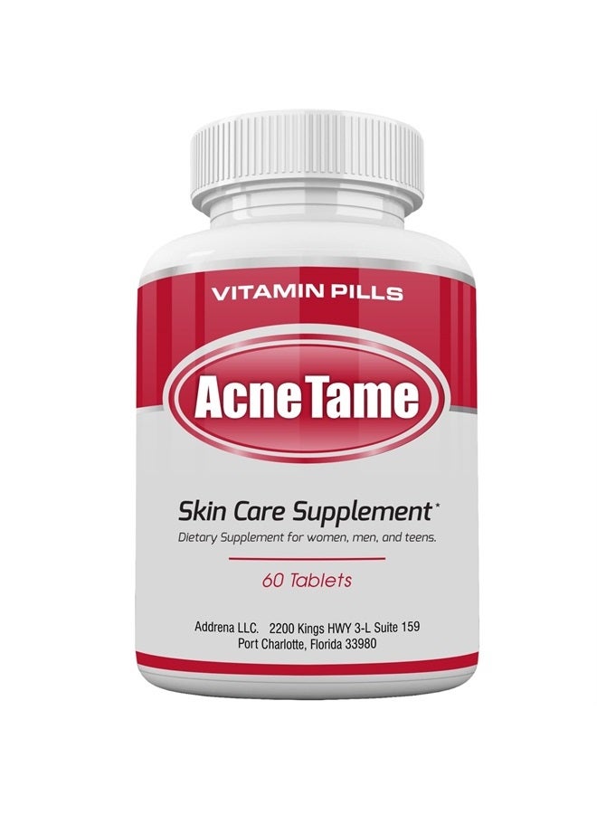 Acnetame Acne Tame- Acne Pills Supplement- Clear Skin Vitamins Pill for Oily Skin Treatment, Hormonal Blemishes, Anti Spots & Cystic Acnes Supplements for Women, Men, Teens & Adults- 60 Oral Tablets… - Image 1