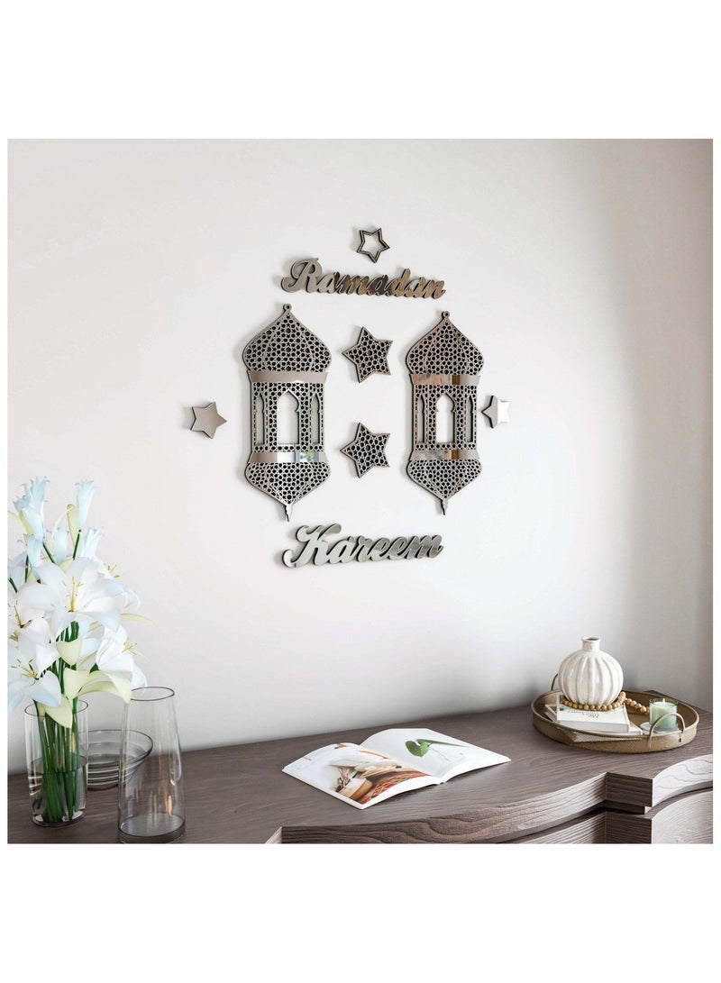 Slasa SLASA Ramadan Kareem Islamic Wall Art | Muslim Gift for Ramadan & Eid | Wooden Decor for Living Room, Bedroom & Office | 6mm MDF with 1.2mm Shiny Silver Acrylic Coating  - Image 1