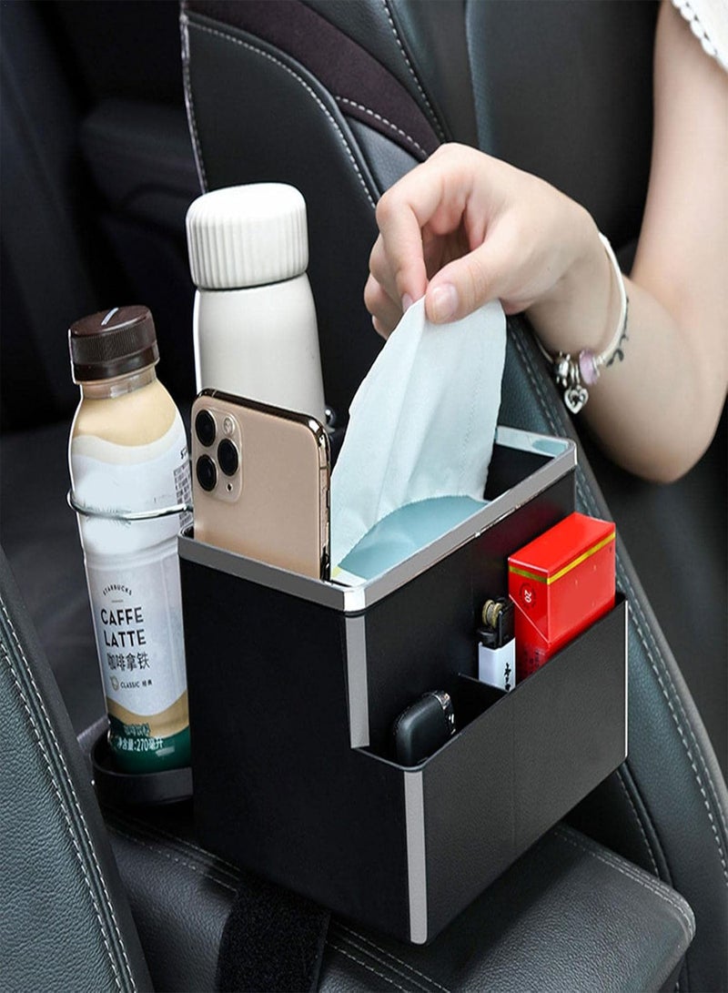 GGOOT Multifunctional Car Tissue Box | Car Tissue Box with 2 Foldable Cup Holders | Innovative Phone Stand Napkin Dispenser Holder Fits Most Cars  - Image 2