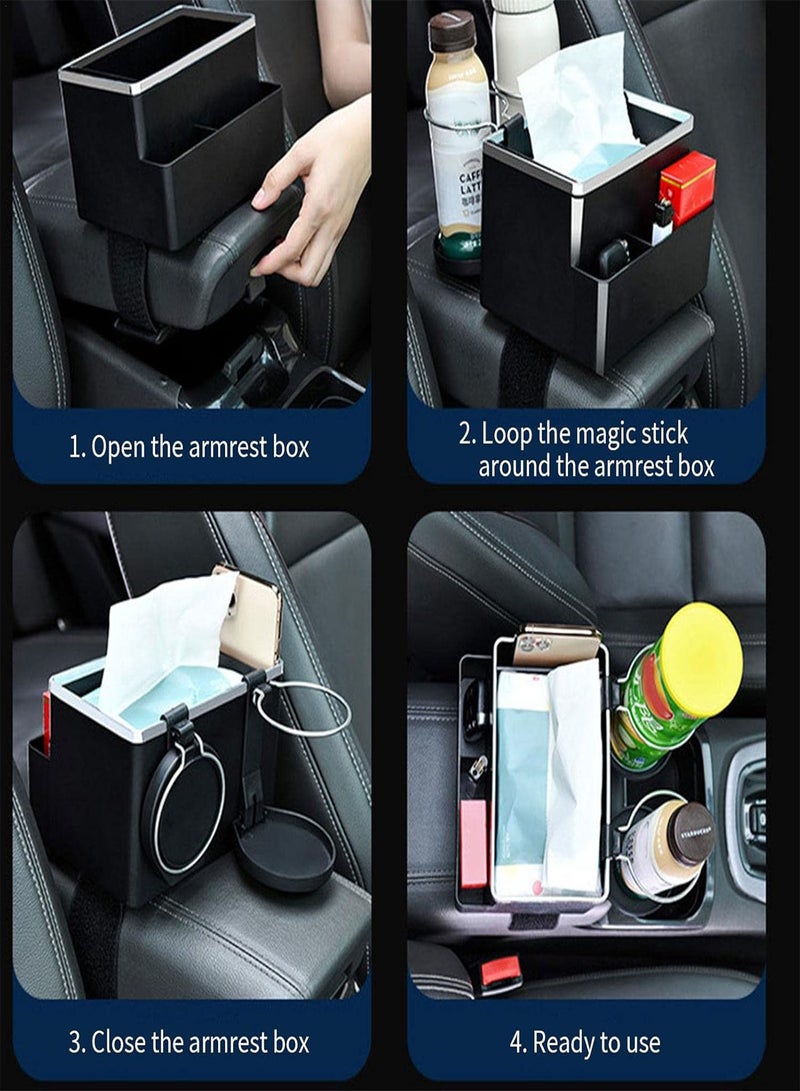 GGOOT Multifunctional Car Tissue Box | Car Tissue Box with 2 Foldable Cup Holders | Innovative Phone Stand Napkin Dispenser Holder Fits Most Cars  - Image 5