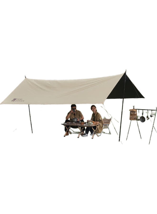 MOBIGARDEN Sunshade, Outdoor Camping Sun Protection, Rain Protection, Black Tarpaulin Canopy 410 Nx23680002, And Sand - Image 1