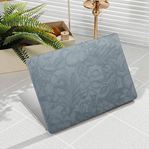 iCasso Compatible with MacBook Air 15 inch Case 2026 2025-2023 Release M4 A3241 M3 A3114 M2 A2941, Anti-Scratch Protective Plastic Hard Shell Case+Keyboard Cover for Mac Air 15, Blue Embossed Floral