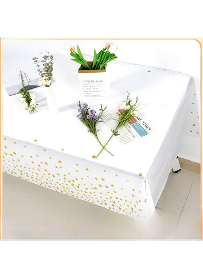 Generic - Thickened Disposable Peva Tablecloth Waterproof Star Dot Design Suitable For Birthday Wedding Party Table Protector-Color:Blue Dot Table Flag-Specifications:137*274cm - Image 1