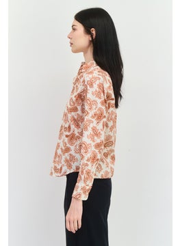 GANT Women Spread Collar Long Sleeves Paisley Pattern Shirt, Brown  - Image 2