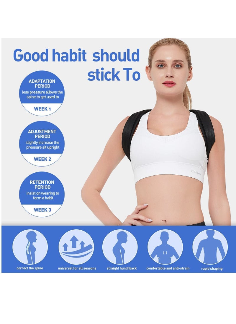 Y&D Back Correction Strap, Adjustable Posture Corrector Spine Straightener for Relief of Neck Shoulder Pain Develop Good Seated Standing Men Women Elderly Teens (1PCS Black,L)  - Image 3