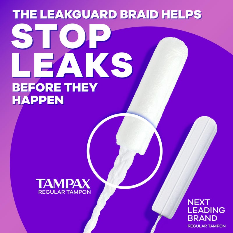 Tampax Radiant Tampons for Women, with LeakGuard Braid, Regular Absorbency, Unscented, 84 Count (3 Packs of 28) - Image 5