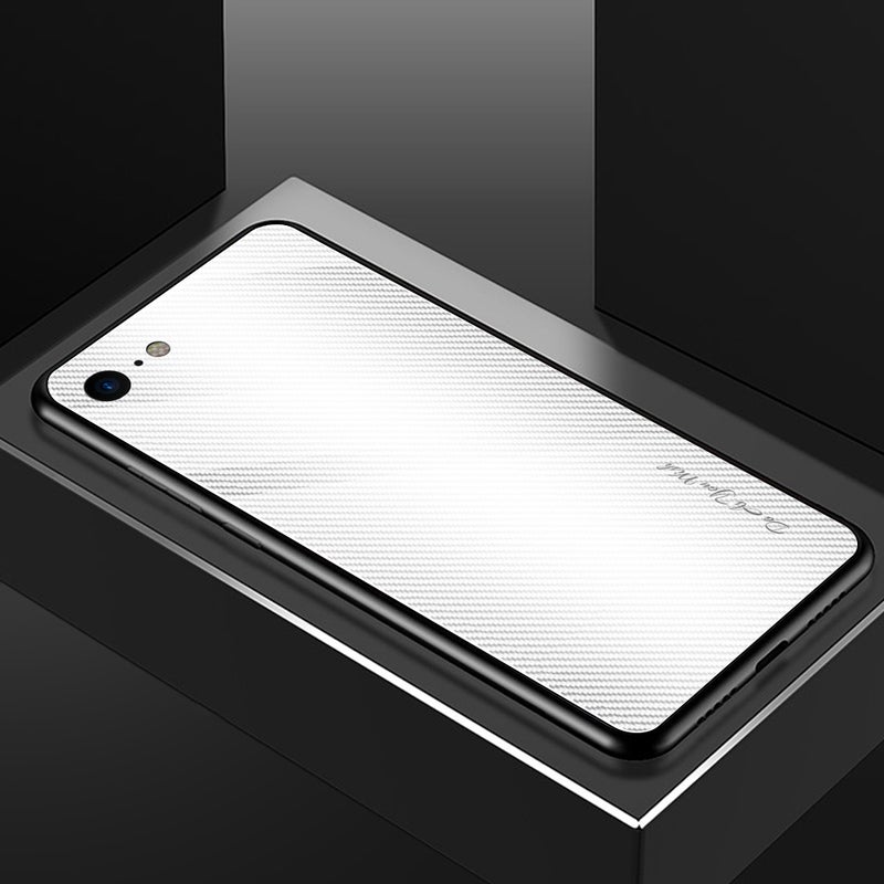 HuHa Protective Cover For iPhone SE 2022 / SE 2020 / 8 / 7 Texture Gradient Glass Protective Case(White) - Image 2