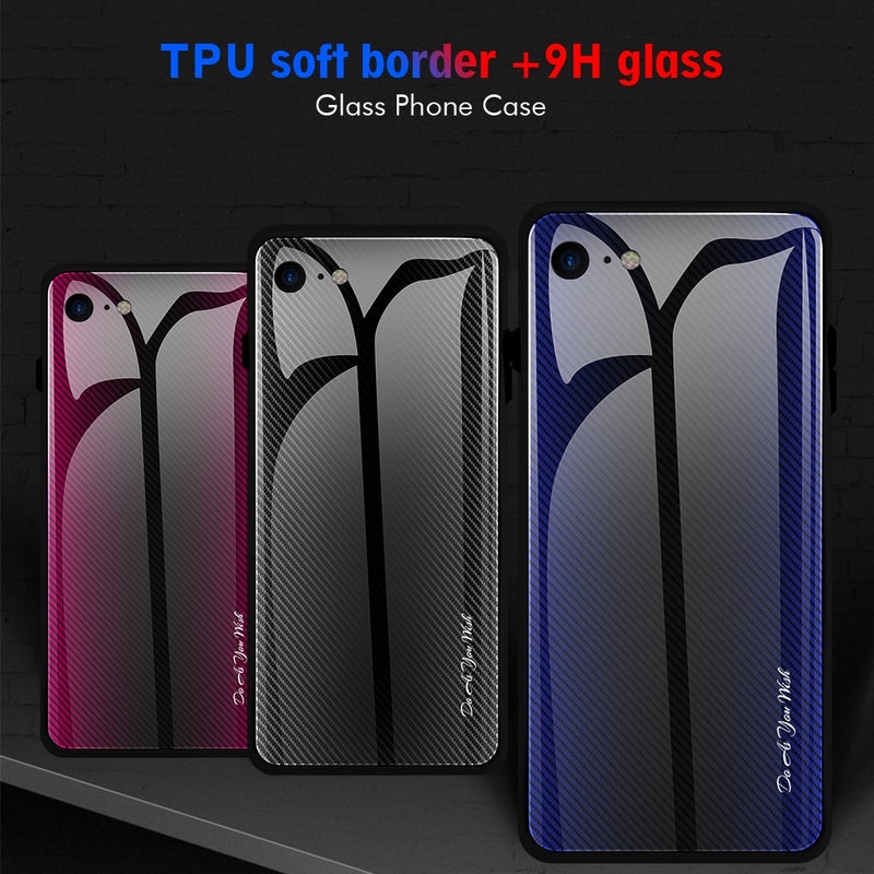 HuHa Protective Cover For iPhone SE 2022 / SE 2020 / 8 / 7 Texture Gradient Glass Protective Case(White) - Image 3