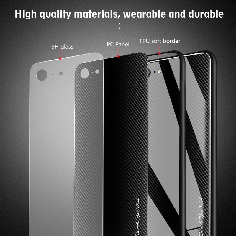 HuHa Protective Cover For iPhone SE 2022 / SE 2020 / 8 / 7 Texture Gradient Glass Protective Case(White) - Image 5