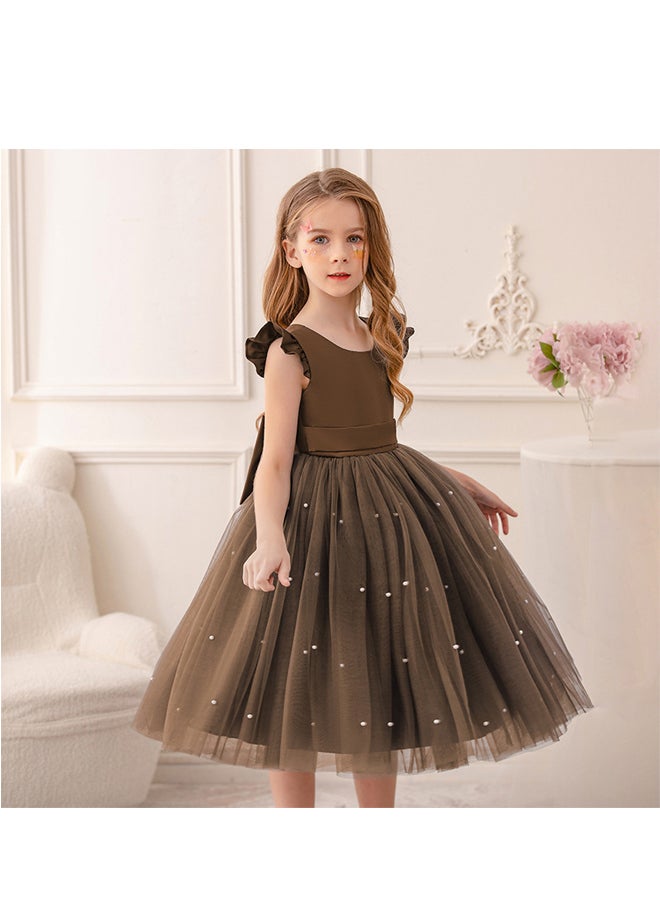 Girls Princess Puffy Dress Wedding Flower Girl Dress Children's Piano Performance costume Dress Host Costume Dress  - Image 1