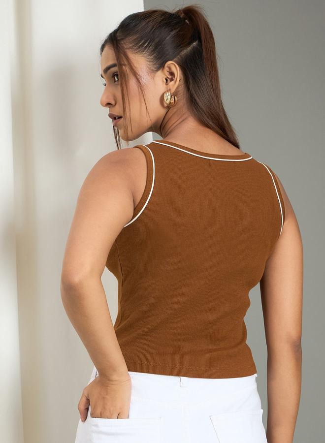 WineRed بلوزة بلا أكمام بحواف متباينة - Image 4