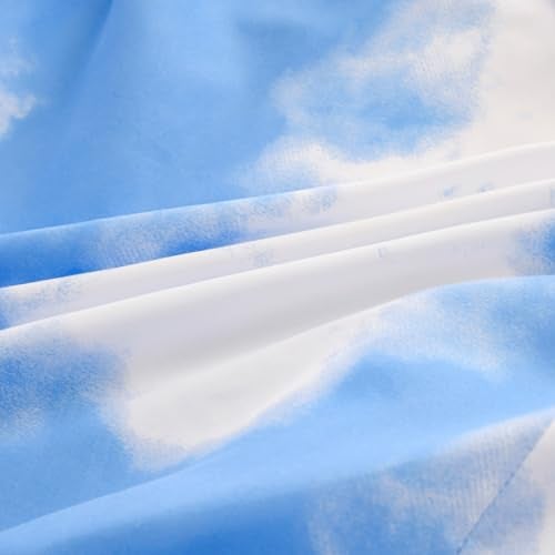 NATURETY Bedding Fitted Sheet with Deep Pocket for Single Bed Mattress Cover Sheets,White Cloud Printed Fabric Bed Sheets (Blue Sky, Twin) - Image 5