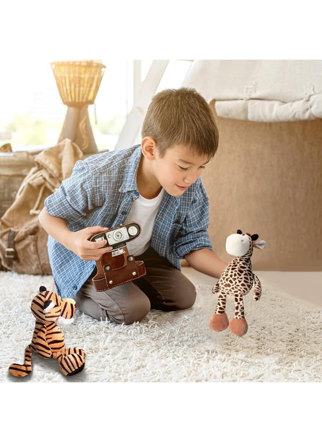 Zhanmai 6 Pieces Safari Stuffed Animals Plush Jungle Animal Toys Set for Boys Girls, Lion Elephant Zebra Giraffe Tiger Monkey for Animal Themed Parties Student Award Christmas (Cute Style)  - Image 1