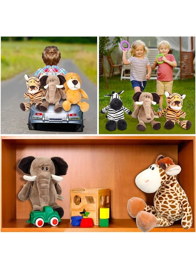Zhanmai 6 Pieces Safari Stuffed Animals Plush Jungle Animal Toys Set for Boys Girls, Lion Elephant Zebra Giraffe Tiger Monkey for Animal Themed Parties Student Award Christmas (Cute Style)  - Image 5