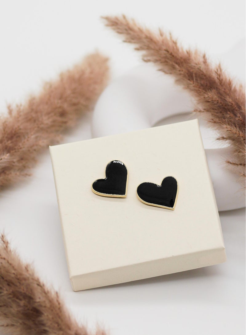 1 Pair Fashion Black Heart Stud Earrings, Alloy with Silveryy Ear Needle, Non-Plated Love Shape Jewelry for Women  - Image 2