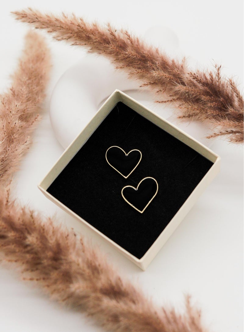 1 Pair Fashion Black Heart Stud Earrings, Alloy with Silveryy Ear Needle, Non-Plated Love Shape Jewelry for Women  - Image 3