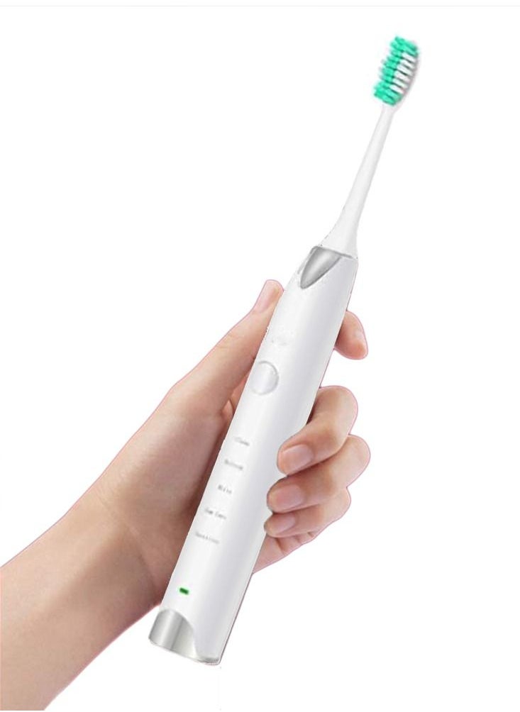 Smart Innovation - USB Rechargeable Sonic Electric Toothbrush White/Silver - Image 1