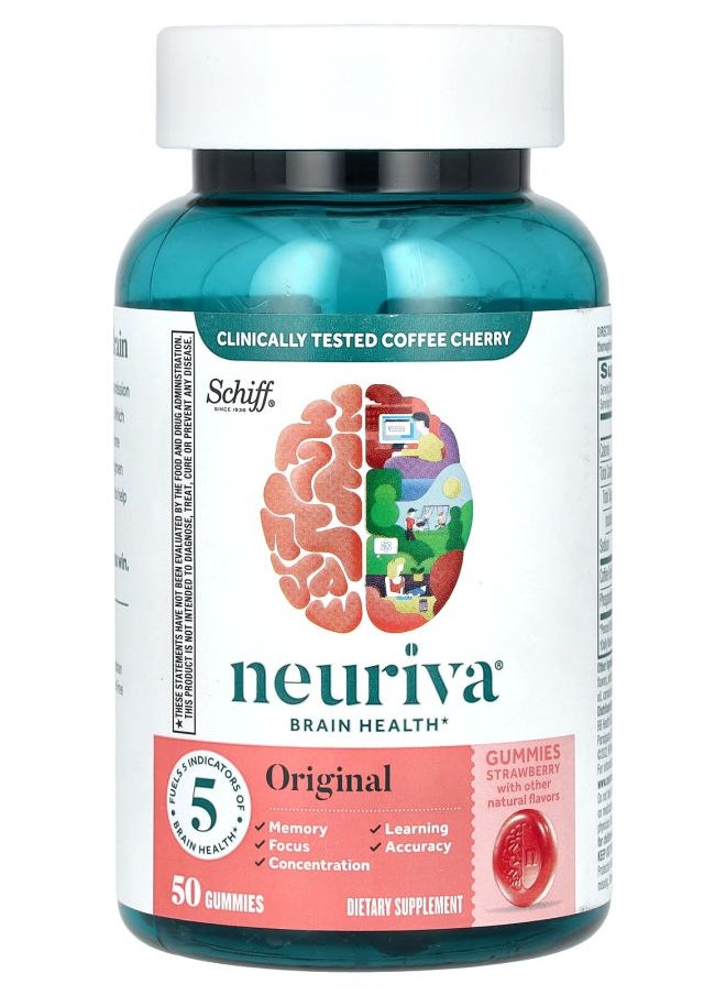 Schiff Neuriva Brain Health Gummies Original Strawberry 50 Gummies 